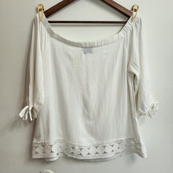 Greylin Arnett Anthropologie Boho Off the Shoulder Crochet Blouse Top Size Large - Picture 3 of 7
